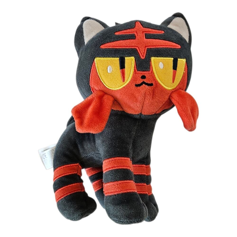 Pokemon Litten Plush Toy Wicked Cool Toys WCT Grey Orange Tomy Cat 8" Stuffed